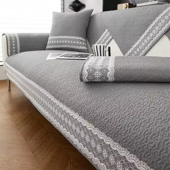 1 шт. Простой стеганый чехол для дивана с кружевным декором, чехол для подушки для дивана в гостиной, полотенце для дивана, четырехсезонный противоскользящий чехол 70*70cm