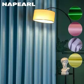 1 шт., простой стиль, красочный тюль, плиссированная лента, оконная занавеска, относительно плотная прозрачная занавеска для гостиной, кухни, NAPEARL W100cm x L130cm синий