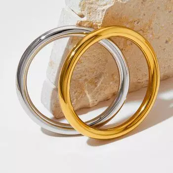 1 шт., простые круглые полые браслеты из нержавеющей стали 18 карат для женщин, пар, повседневное украшение, классические ювелирные изделия, подарочные аксессуары для вечеринок 6cm золотой
