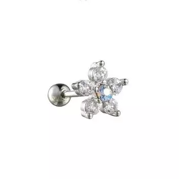 1 шт. простые серьги-гвоздики в форме цветка из циркона для ушей в виде гвоздика для женщин серебряный
