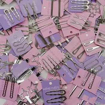 1 шт., простые серебряные заколки для волос BB, заколки для волос, основа для заколок ручной работы «сделай сам», Y2K, инструменты для укладки волос для женщин и девочек, аксессуары, новинка