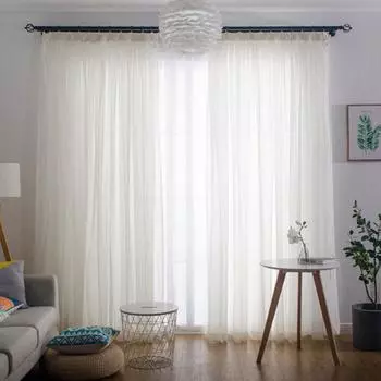 1 шт., простые занавески для окон, сплошные дверные шторы, драпировка, прозрачный тюль для гостиной Wear rod 140x137cm белый