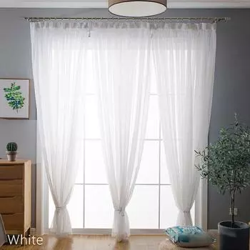 1 шт., простые занавески для окон, сплошные дверные шторы, драпировка, прозрачный тюль для гостиной Wear rod 140x137cm озеро синий