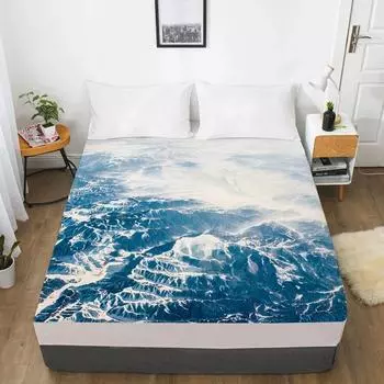 1 шт. простыня, эластичная простыня с резинкой 150/180/200/160*200, наматрасник, чехол для двуспальной кровати, скандинавское море 135x200 Deep 30cm