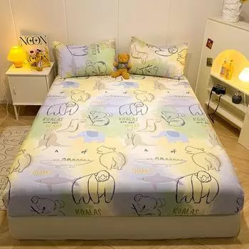 1 шт. Простыня из чистого хлопка с эластичным мультяшным принтом автомобиля, покрывало на кровать, одинарный нижний лист королевского размера(Нет наволочки) 90x200x25cm