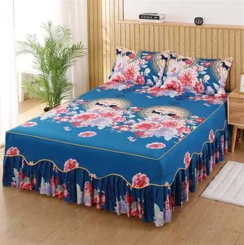 1 шт. Простыня на подкладке, одинарная/двойная/Королева/Королевский размер, европейский стиль, 100% микрофибра, юбки-кровати, белье с эластичной лентой, наматрасник 1pc 120x200cm