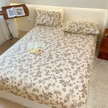 1 шт. простыня с принтом, эластичные простыни для дома, постельное белье в цветочном стиле, 1 шт. (Нет наволочки) 90x200x28cm 1pc