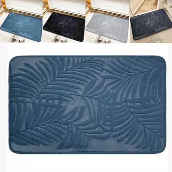 1 шт., противоскользящий впитывающий коврик для ванной с рисунком листьев, ультрамягкий коврик для ванной, пригодный для машинной стирки, коврик для ванной, украшение для дома 40x60cm серый