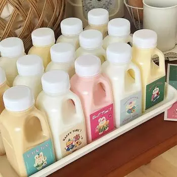 1 шт. прозрачная детская бутылка для воды, пластиковая бутылка для сока, бутылка для молока для животных, бутылка для напитков с крышкой для кемпинга, походов, напитков