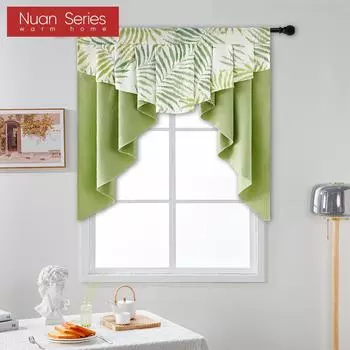 1 шт. прозрачная и натуральная американская деревенская занавеска с принтом в виде ракеты для затемнения, декоративная занавеска для кухни на окно W100cm x L100cm зелёный