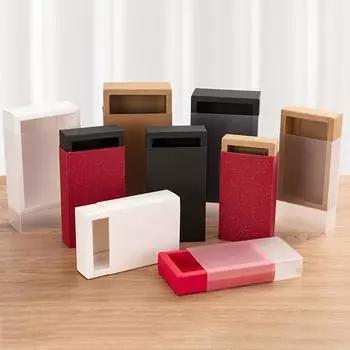 1 шт., прозрачная крафт-бумага из ПВХ с окном, подарочная коробка, черная упаковка