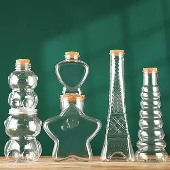 1 шт. Прозрачная креативная пластиковая самодельная деревянная пробка, банка для хранения в форме звезды удачи, бутылки с желаниями