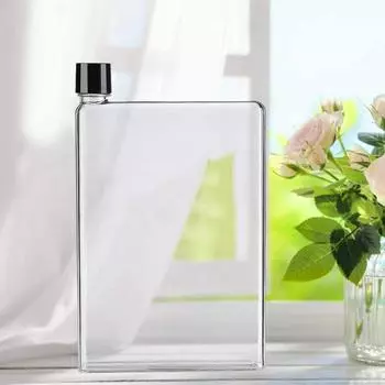 1 шт., прозрачная многоразовая тонкая плоская бутылка для воды, 420 мл, прозрачная портативная чашка для школьных занятий спортом, путешествий, посуда для напитков 420ML