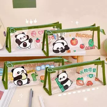 1 шт. Прозрачная мультяшная панда, большая симпатичная емкость, портативная ручка, карандаш, сумка, школьные канцелярские принадлежности, канцелярские принадлежности