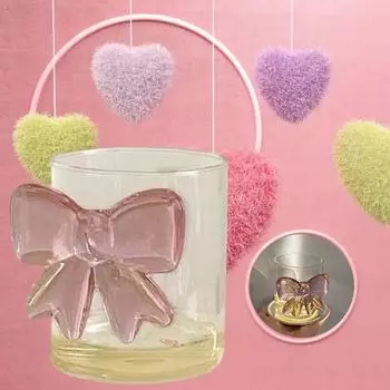 1 шт. прозрачная стеклянная чашка Ceative с розовым бантом для лучших подруг, стеклянный декор для кофейной девушки W1C5 A-400ml
