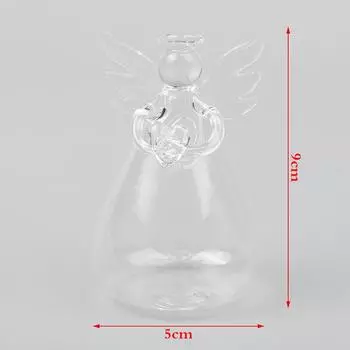 1 шт., прозрачная стеклянная ваза для цветов в форме ангела, подвесная ваза для растений, садовый декор