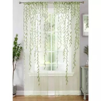 1 шт. Прозрачная тюль в деревенском стиле для гостиной, занавеска для спальни 100x200cm 1Pcs&Rod Pocket жёлтый