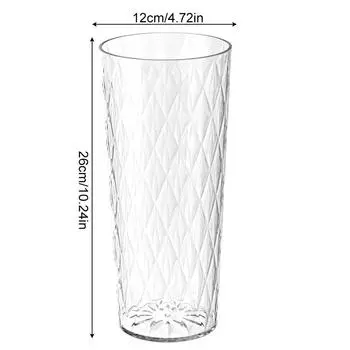 1 шт. Прозрачная ваза Домашнее и офисное украшение Аранжировка цветов Декоративное украшение Пластиковая ваза Имитация стекла 26x12 см