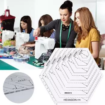 1 шт., прозрачные креативные сетки, шаблоны для квилтинга, линейка, шаблоны шестиугольной формы, линейка для рукоделия, инструменты для самостоятельного шитья, резки 1pc