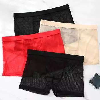 1 шт., прозрачные трусы-боксеры из полиэстера, трусы-шорты, ультратонкие удобные мужские сетчатые трусы L