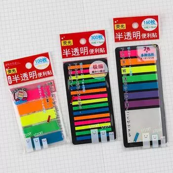 1 шт. Прозрачный цветной липкий блокнот PET флуоресцентный блокнот для заметок самоклеящиеся наклейки для ежедневника индексный пост