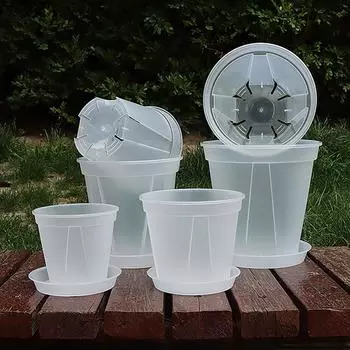 1 шт. прозрачный цветочный горшок для кашпо с поддоном 10 см/12 см/14 см полипропиленовый прозрачный цветочный горшок для орхидеи с отверстиями для домашнего офиса