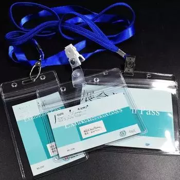 1 шт., прозрачный держатель для карточек для женщин и мужчин, мягкий ПВХ, водонепроницаемый, для защиты карточек для деловых выставок, офисные принадлежности