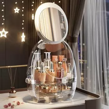1 шт. прозрачный настольный органайзер для косметики, большая вместимость, косметическое хранение ювелирных изделий, туалетный столик для ванной комнаты, контейнер для всякой всячины