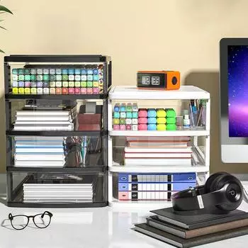 1 шт., прозрачный настольный ящик для хранения с ящиком, органайзер для стола, пластиковый офисный шкаф для хранения канцелярских принадлежностей и косметики