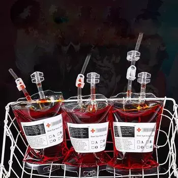 1 шт. прозрачный пищевой ПВХ-мешок для напитков, сумка для вампирской крови, косплей-мешок, реквизит для вечеринки на Хэллоуин, украшения