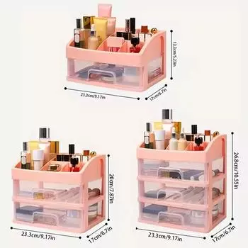 1 шт., прозрачный пластиковый четырехслойный трех ящик, настольный ящик, стильная коробка для хранения косметики, стеллаж для хранения туалетного столика серый