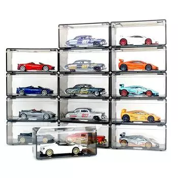 1 шт. прозрачный пылезащитный штабелируемый ящик для хранения без автомобиля литая модель автомобиля дисплей коробка детский литой ящик для хранения модели автомобиля
