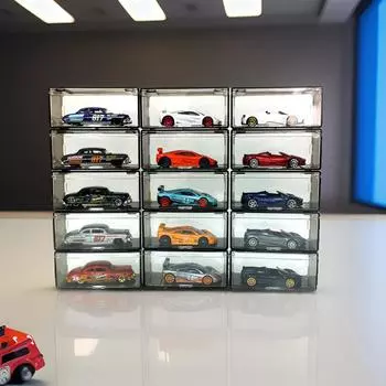 1 шт. прозрачный пылезащитный штабелируемый ящик для хранения без автомобиля литая модель автомобиля дисплей коробка детский литой ящик для хранения модели автомобиля