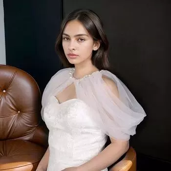 1 шт. прозрачный воротник драпированный модный рукав-фонарик многоцелевой одно плечо куртка мягкое платье украшение свадебная шаль