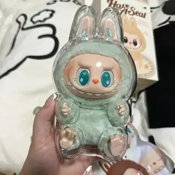 1 шт. прозрачный защитный акриловый чехол для хранения плюшевых кукол, сумка для показа для Кореи Kpop Exo labubu v2, сидящая вечеринка без куклы