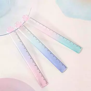 1 шт., прямая линейка с милыми кошачьими лапами, Kawaii, канцелярские принадлежности, забавный рисунок, подарок, корейский офисный школьный измерительный рисунок
