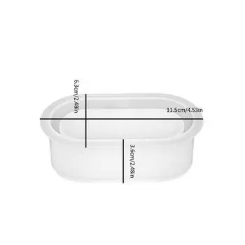 1 шт. Прямоугольная коробка для хранения, силиконовая форма, сделай сам, форма для эпоксидной смолы с кристаллами, эллиптический горшок для суккулентов, форма для гипса и цемента белый