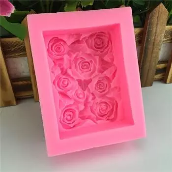 1 шт., прямоугольные силиконовые формы с цветком розы, ручная работа, форма для торта из помадки, эпоксидная смола, сделай сам, форма для украшения ароматерапии