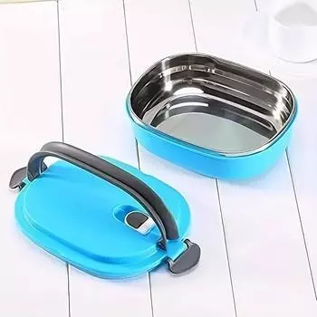 1 шт. Прямоугольный ланч-бокс, ланч-бокс для бэнто, ланч-бокс для студентов и офисных работников, переносной ланч-бокс, однослойный ланч-бокс 1 синий