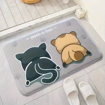 1 шт., прямоугольный нескользящий коврик для ванной с рисунком, милый коврик из полиэстера, для ванной комнаты, полиэстеровые коврики для ванной 16*24inch
