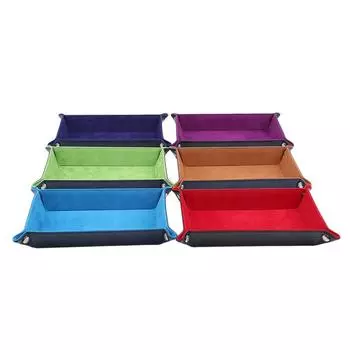 1 шт. Прямоугольный поднос для хранения, складной поднос для игральных костей из искусственной кожи и бархата, настольные игры, кошелек для ключей, органайзер для монет, поднос для сервировки разных вещей королевский синий