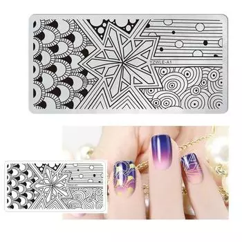 1 шт., прямоугольный шаблон для дизайна ногтей, 12X6 см, оригами, кружево, виноградная лоза, цветы, листья, дизайн изображений для девочек, DIY пластина для штампов для ногтей