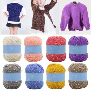 1 шт. пряжа для вязания крючком в горошек из хлопчатобумажной пряжи для вязания, мягкий шелковый материал для свитера