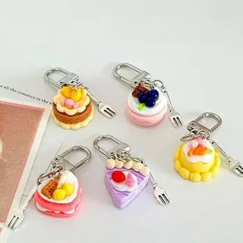 1 шт. пряжка для ключей имитация еды десерт телефон цепочка для рюкзака украшения аксессуары готовое блюдо сердце девушки мини торт подарок брелок для торта 1pc темно-синий