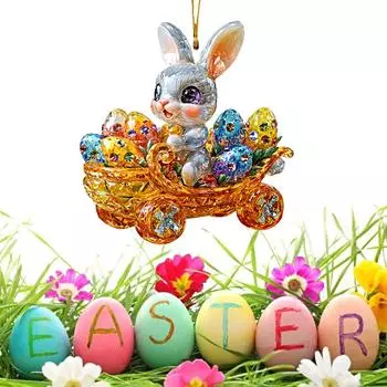 1 шт. пряжка для ключей, милые акриловые праздничные подарки, рюкзак, подвеска в виде пасхального кролика, цветная роспись, стразы 7.1*8CM