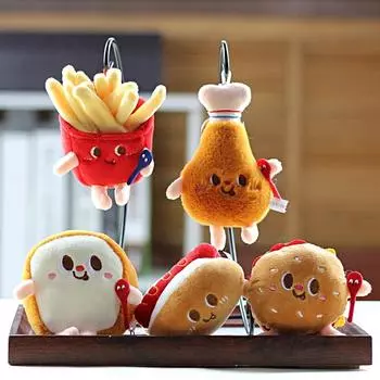 1 шт., пряжка для ключей, нежное украшение для рюкзака, плюшевая симпатичная подвеска, кукла серии Burger