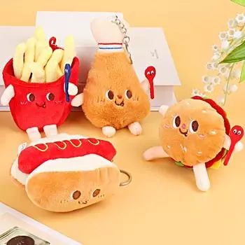 1 шт. пряжка для ключей плюшевая нежная серия бургеров милая кукла рюкзак украшение кулон