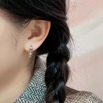 1 шт. пряжка для ушей в стиле хип-хоп, голова черепа, винтажные серьги в стиле панк, вечерние женские круглые серьги