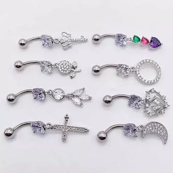 1 шт., пупочный гвоздь из нержавеющей стали, персиковое сердце-бабочка, любовный кулон, аксессуар для прокола пупочного кольца