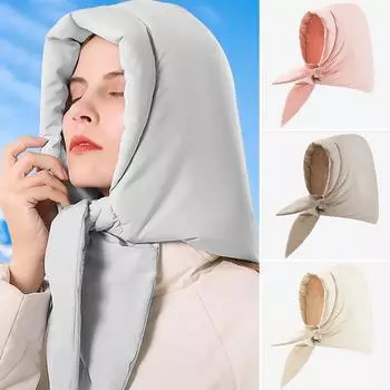 1 шт. пушистая шапка, гибкий, сохраняющий тепло, зимний пуховый платок, стеганый шарф, треугольный шарф, шарф с капюшоном